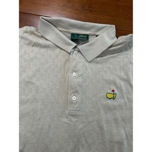 Amen Corner Polo Shirt Mens Large Beige Masters Golf Checkered Short Sleeve